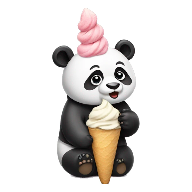 Panda eating ice cream sticker