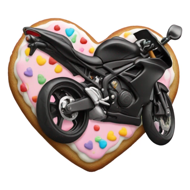 cookie heart with black motorbike  sticker