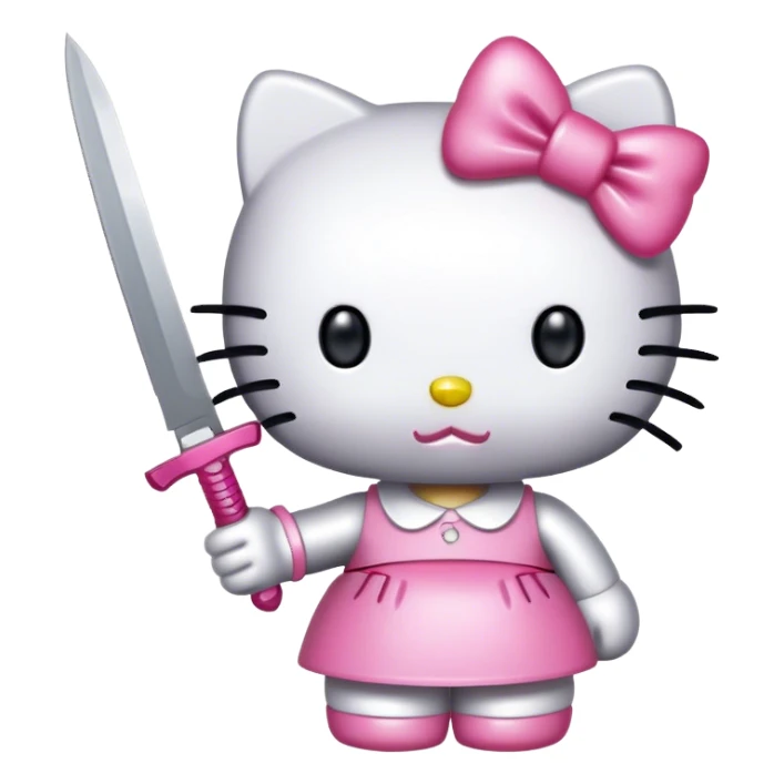 hello kitty with a pink bow knife sticker