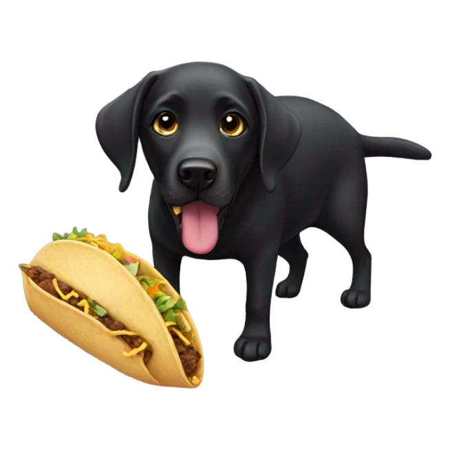 Black labrador eating a taco sticker