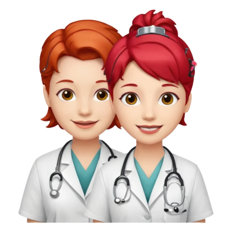 doctors wirh red hairclips sticker