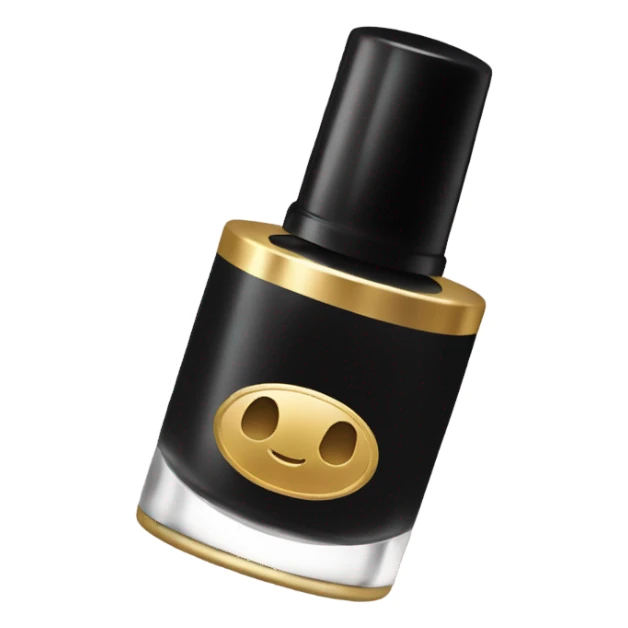Black nail polish bottle with gold cap sticker
