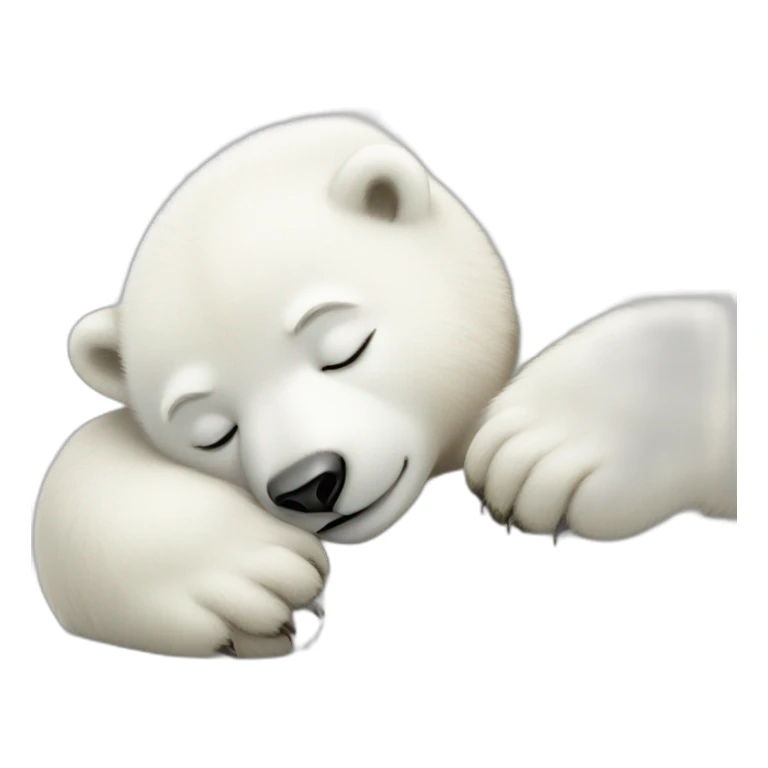 baby polar bear sleeping white background sticker