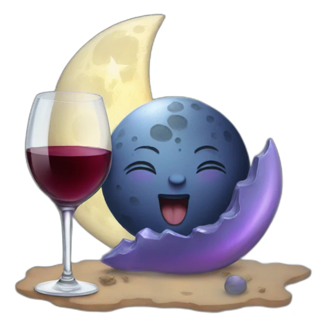 moon drinking wine sticker