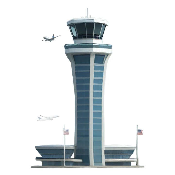 modern air traffic control tower, full size realistic sticker