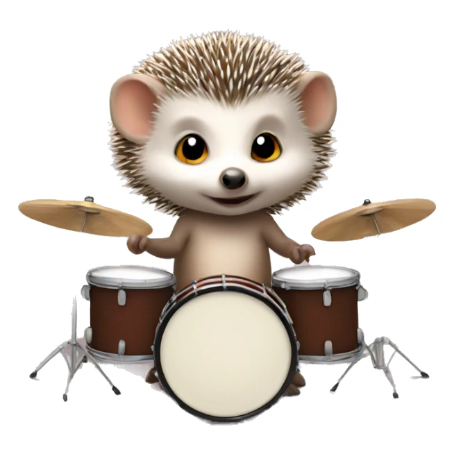 baby hedgehog playing the drums sticker