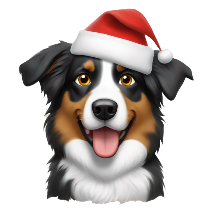 Australian shepherd in a Santa hat sticker