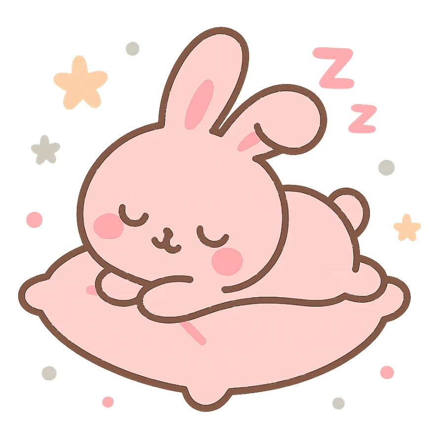 pink bunny sleeping on pillow sticker