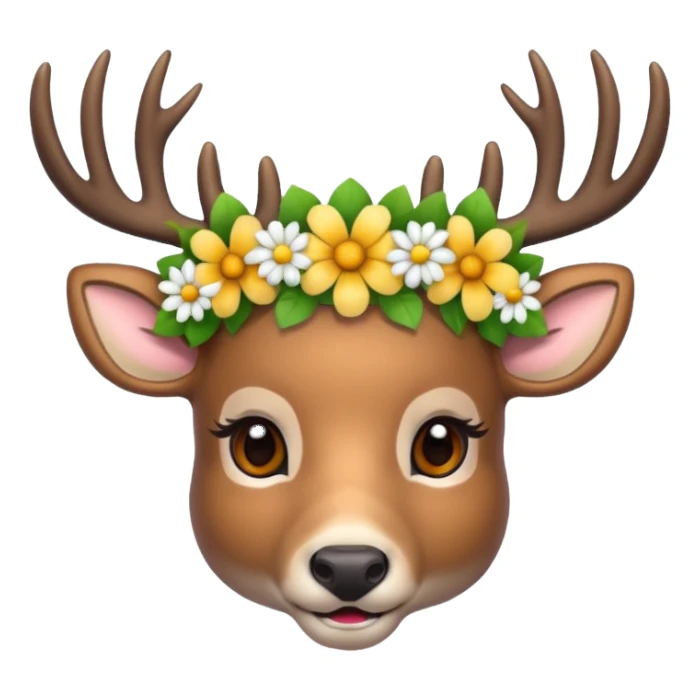 deer face with a flower crown sticker