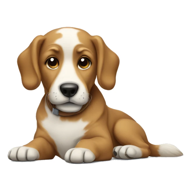 a dog with a macbook sticker