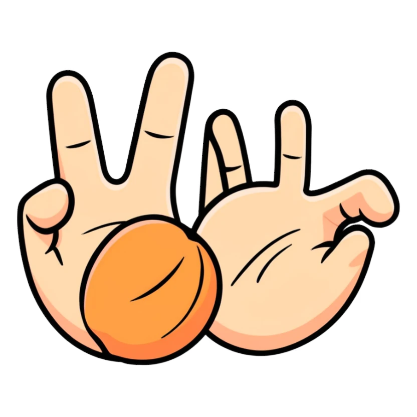 Peach emoji with hand prints on it sticker