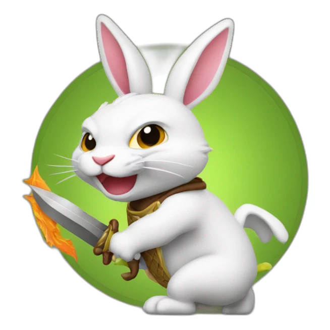 Lapin qui combat un dragon sticker
