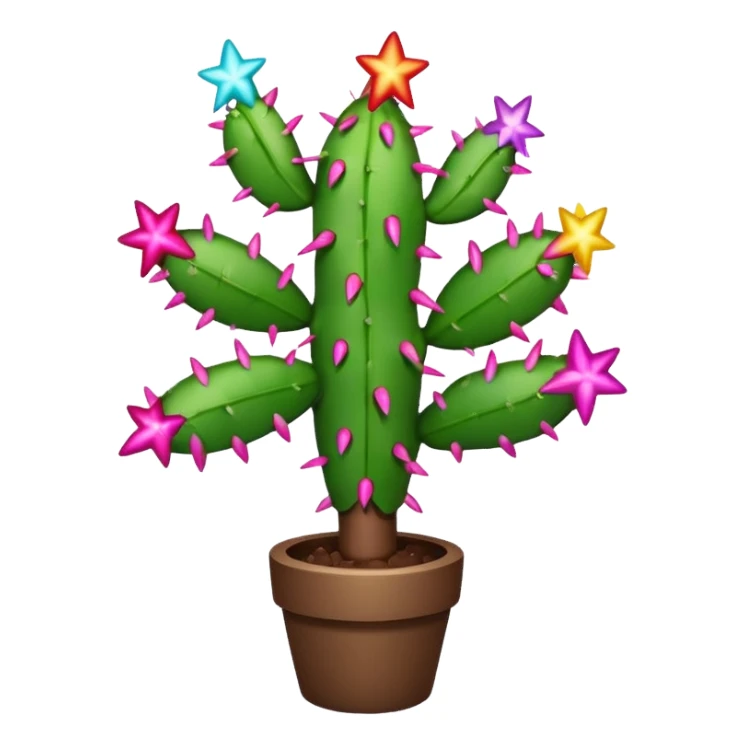 christmas cactus decorated like a tree sticker