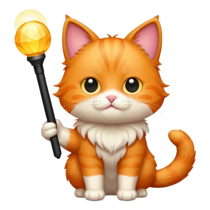 chibi cute orange cat holding a light stick sticker