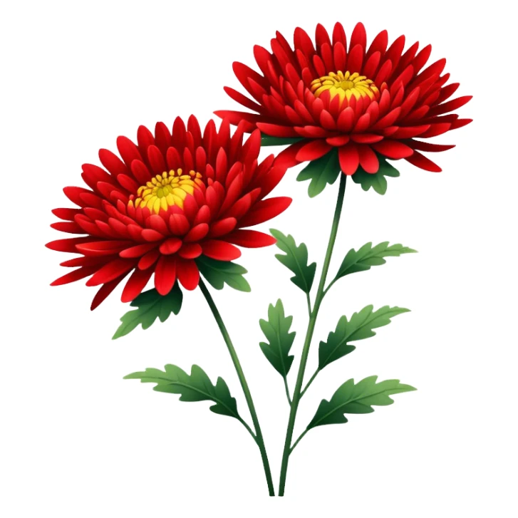 single Bright Red Chrysanthemum, straight stem sticker