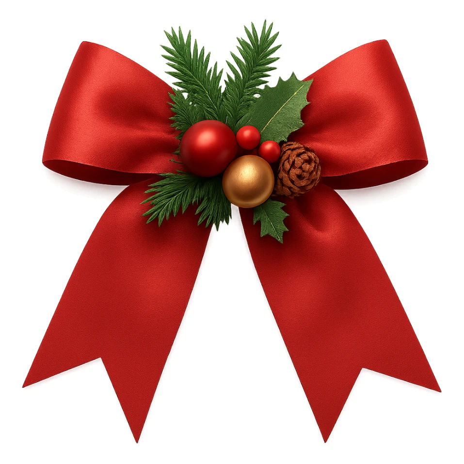 Christmas bow with decoration , remove background sticker