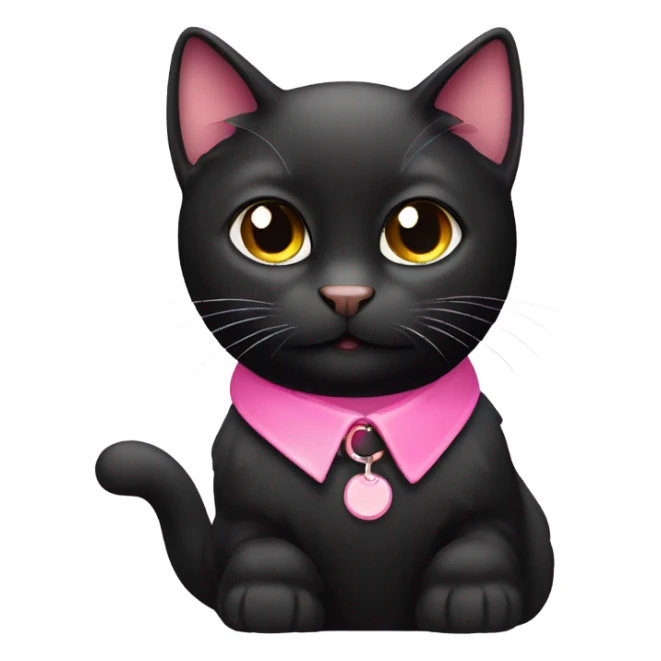 Cute black cat with pink collar sticker