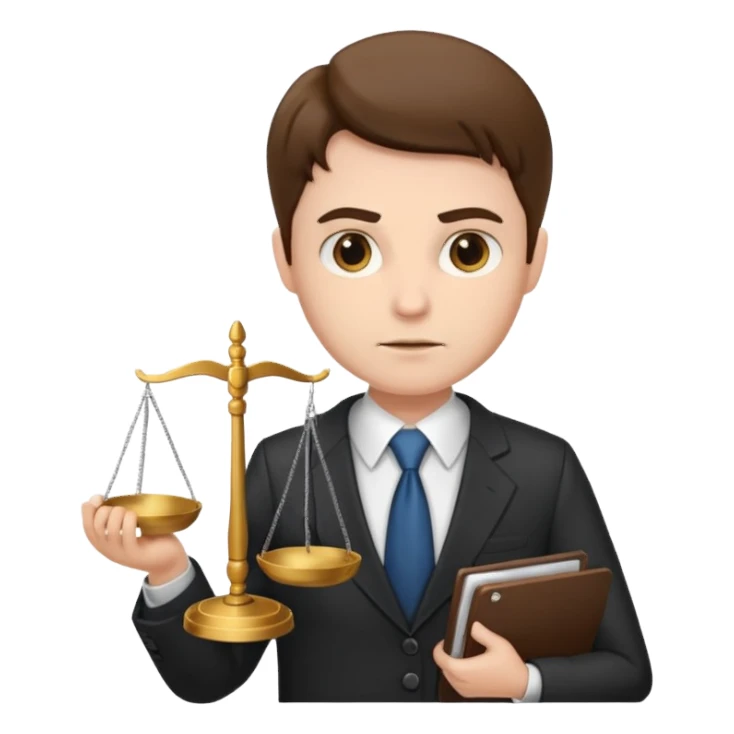 Lawyer holding a scale sticker