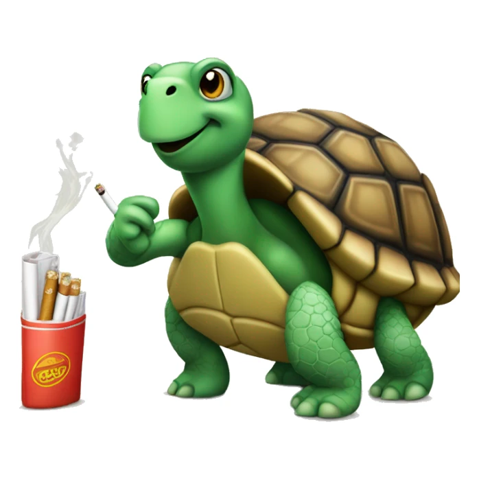 Turtle standing with a cigarette sticker