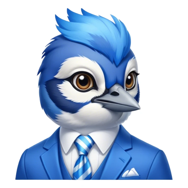 An elegant bluejay bird in a suite sticker