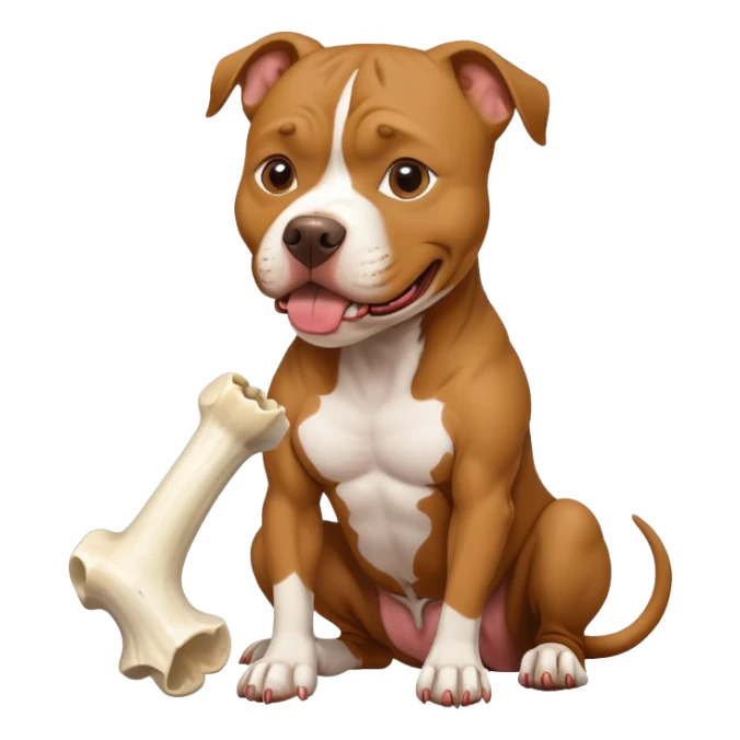 Pitbull eating a bone sticker