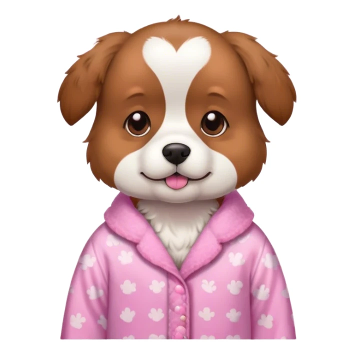 Dog wearing fluffy pink pjs.  sticker