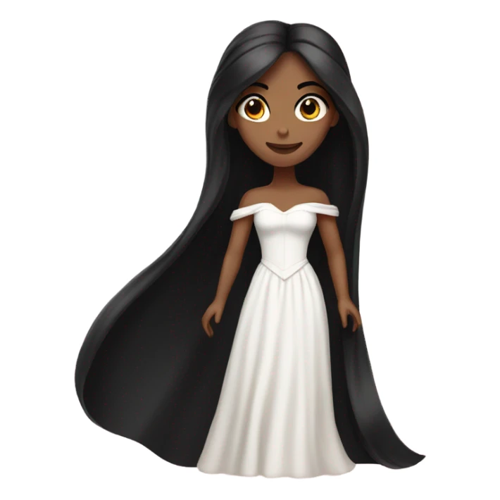 White princess black hair sticker