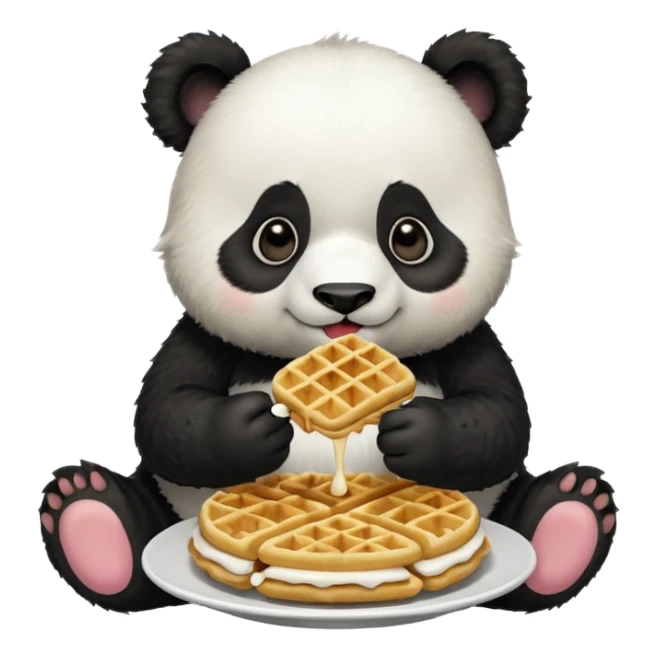 panda eating waffles sticker