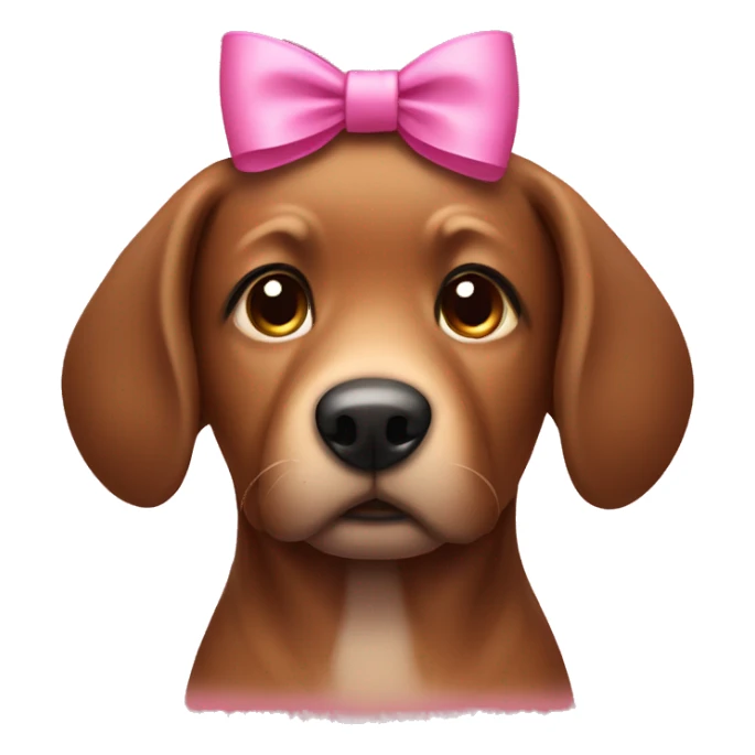 a brown dog with a pink bow sticker
