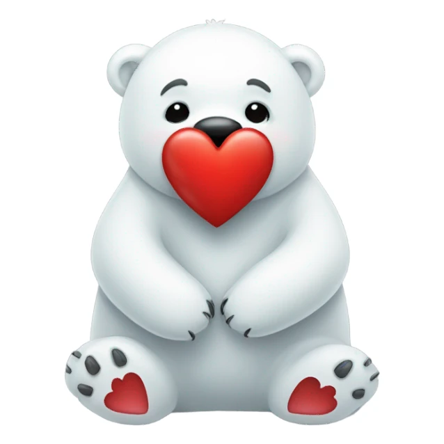 Polar bear holding a heart sticker