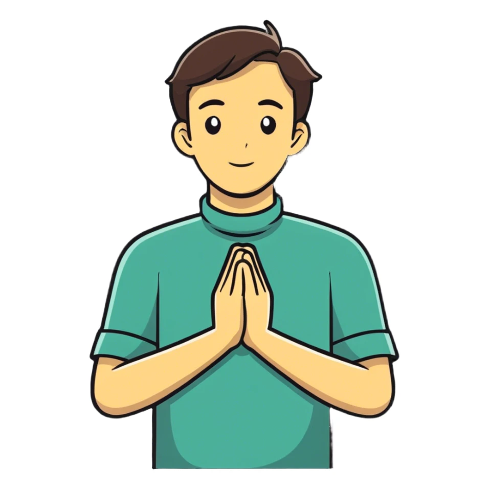 man holding hands around his neck sticker