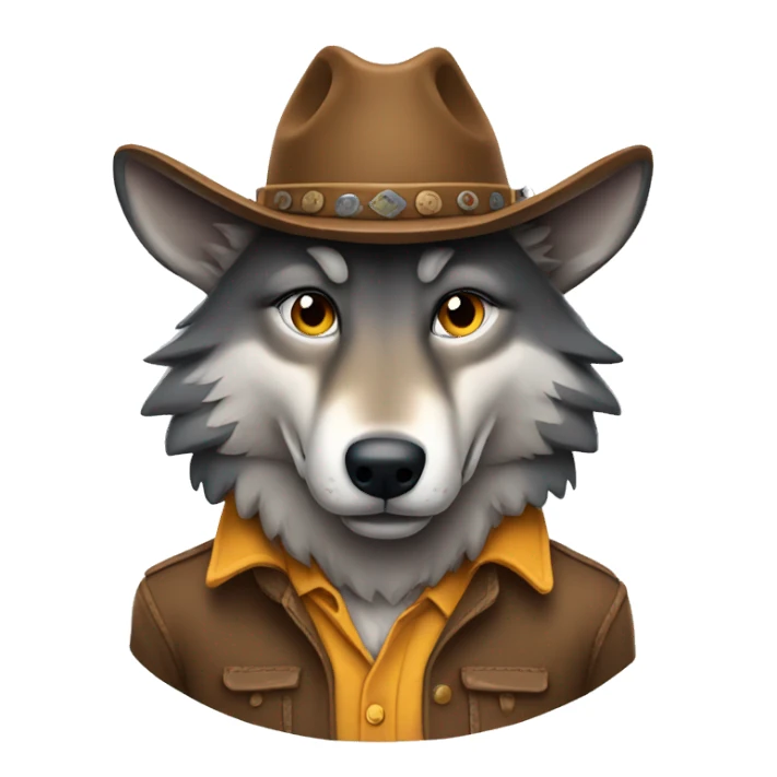 wolf wearing a cowboy hat sticker
