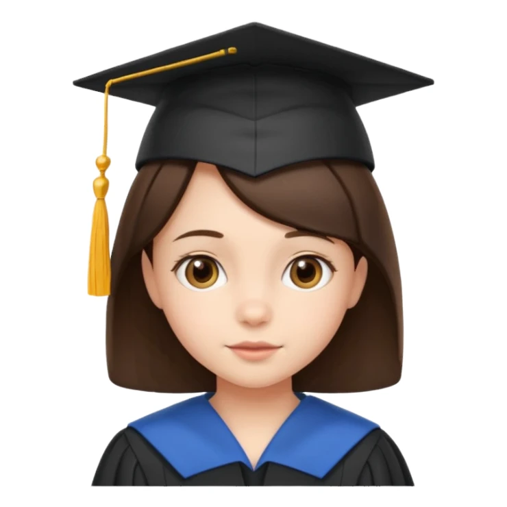 brunette child with graduation cap sticker