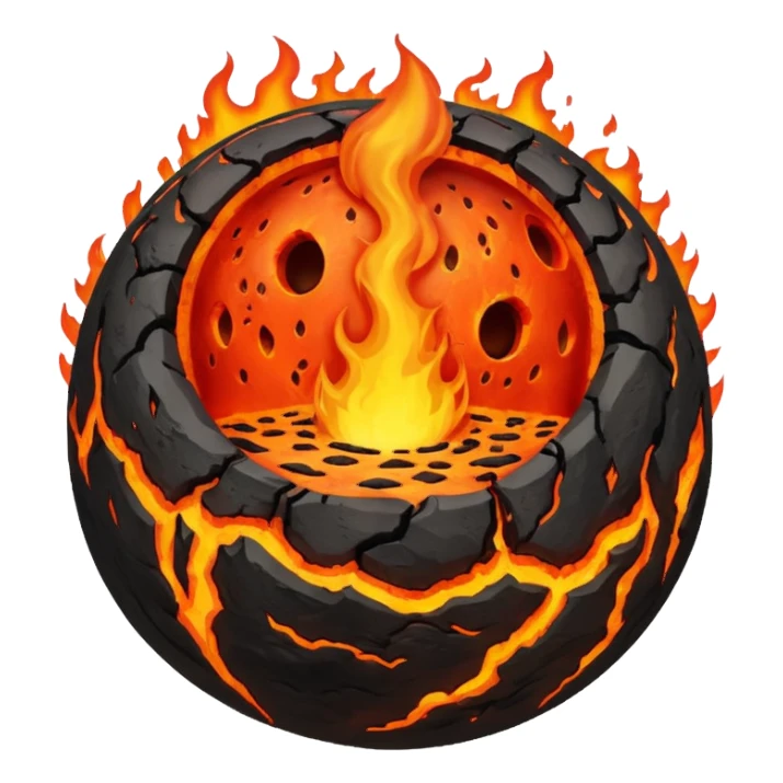 sphere globe planet, surface covered with lava and hole sticker