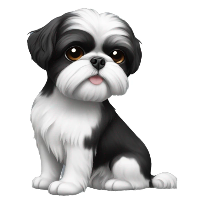Black and white shihtzu sticker