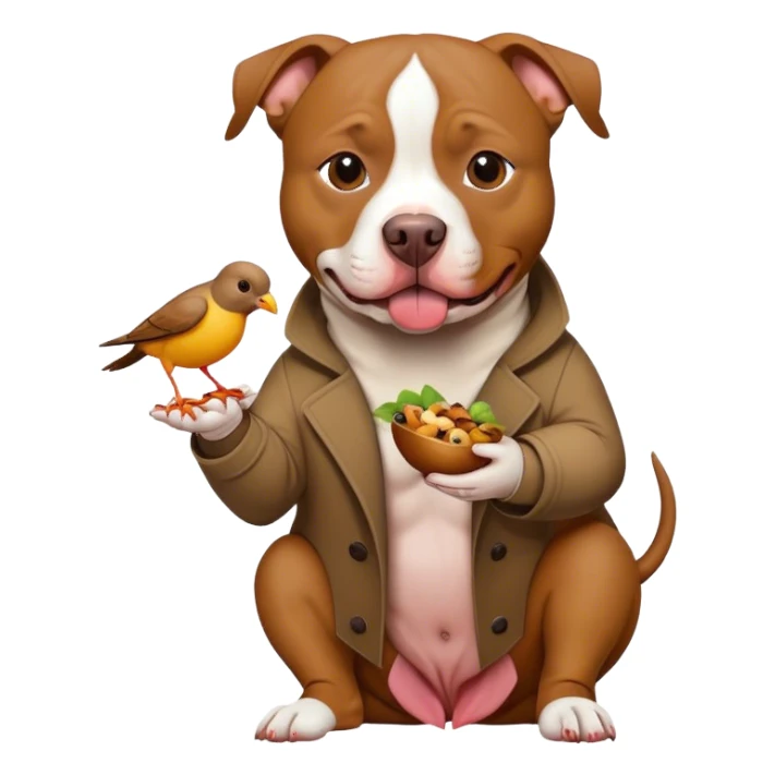 Pit bull eating a bird sticker