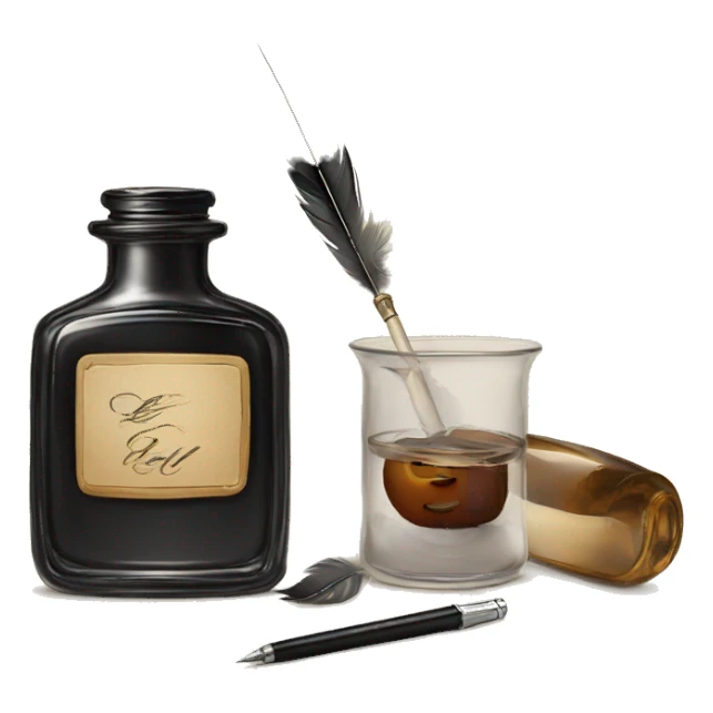 quill pen and ink bottle sticker
