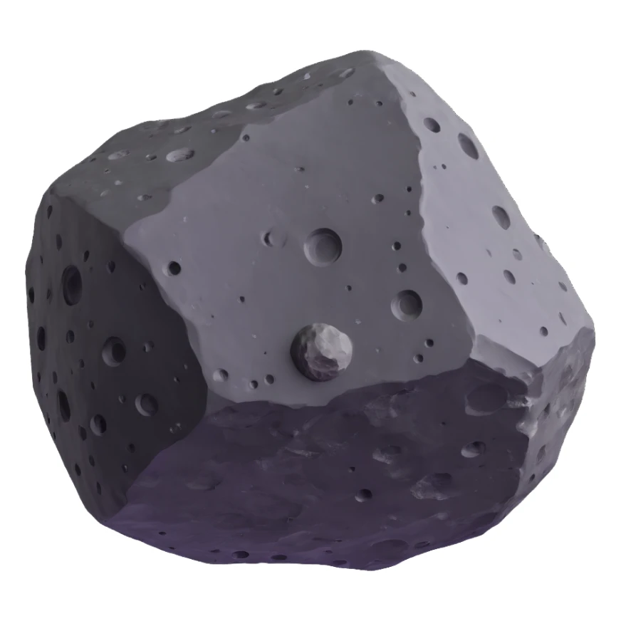 detailed 3D asteroid with craters sticker