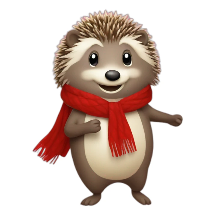 hedgehog dancing really happy with red scarf sticker