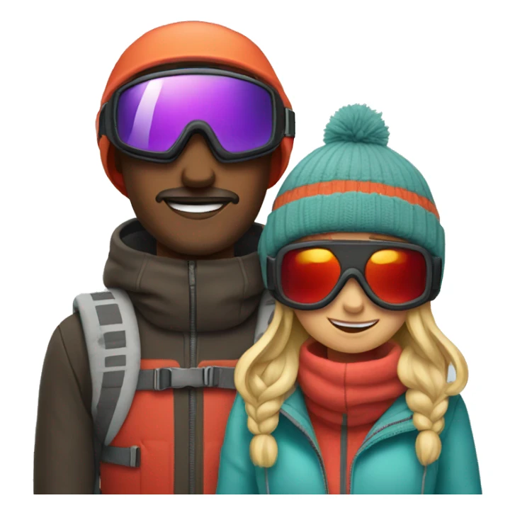 Couple with ski goggles and beanie  sticker