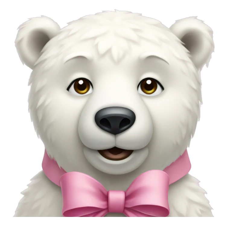 Polar bear with a pink bow and cute sticker