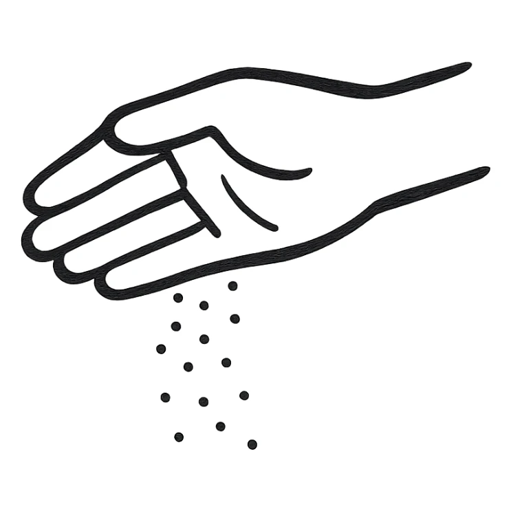 a hand shaking out sugar, clear and expressive sticker