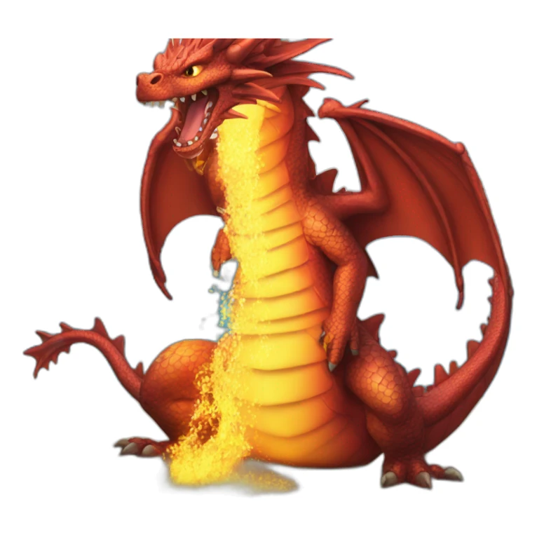 a dragon pissing fire on the ocean sticker