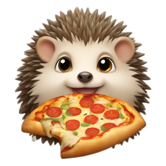 Little hedgehog eat a vegan pizza sticker