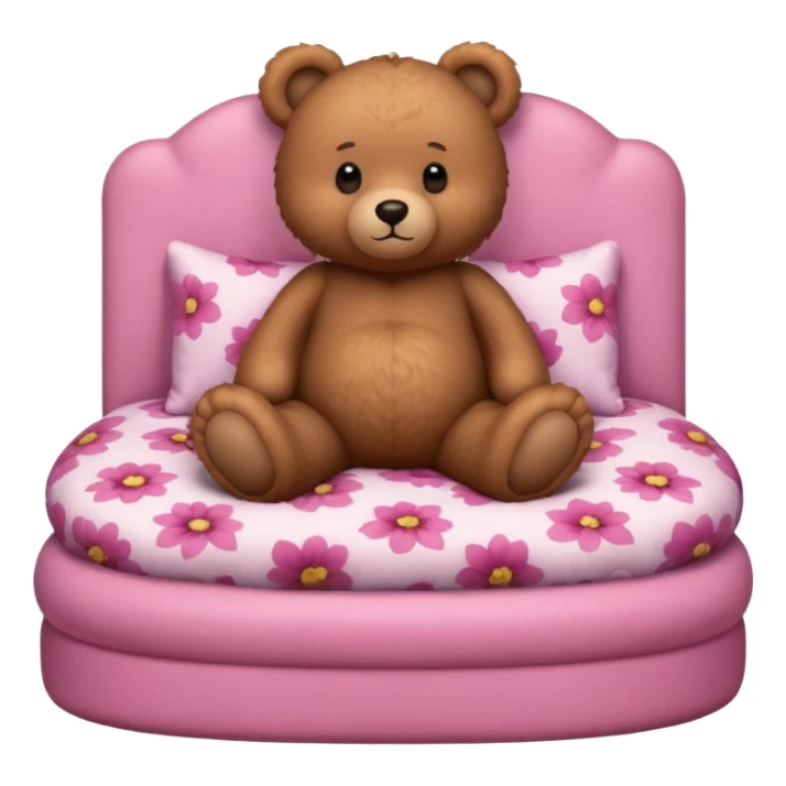 Brown Teddy bear in pink bed sticker