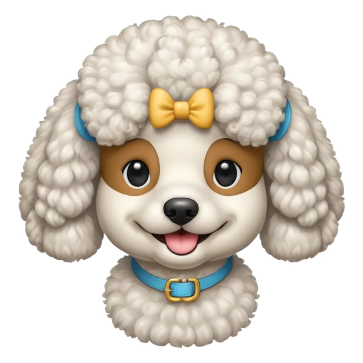 Make me a poodle dog with a smile with brackets  sticker