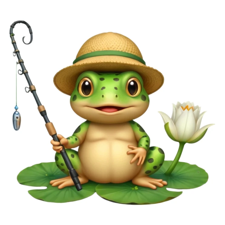 An adorable toad fishing sticker
