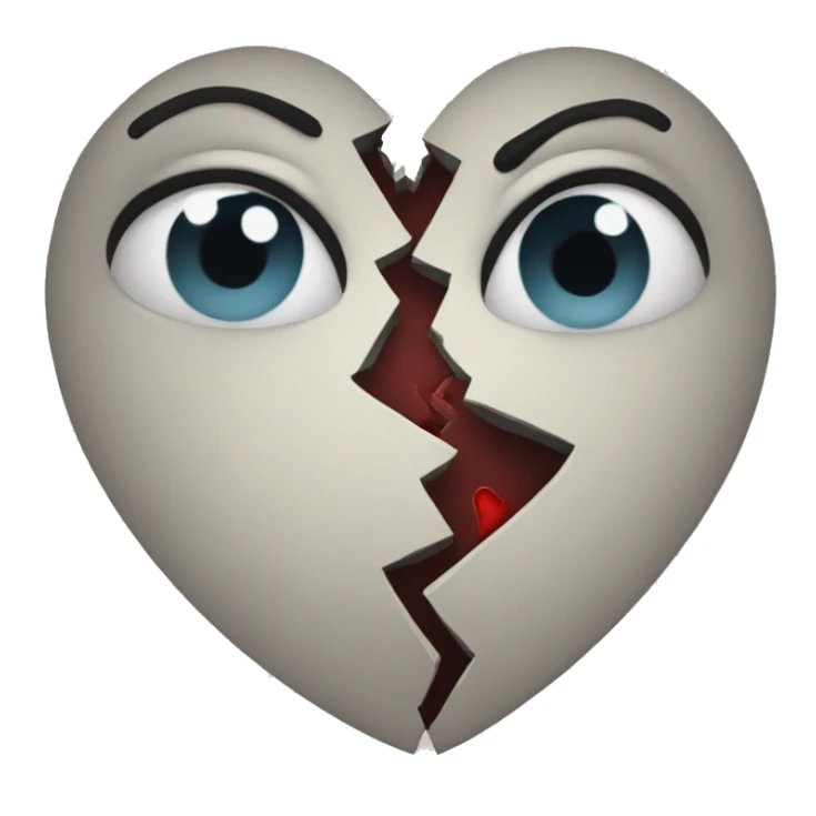 broken in two sad heart  sticker