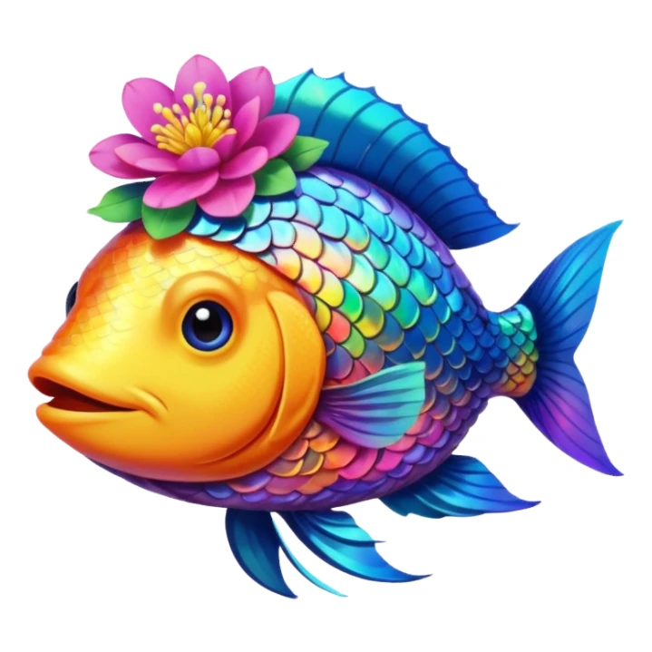 Couronne de fleur sur poisson sticker