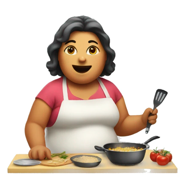 fat woman cooking sticker